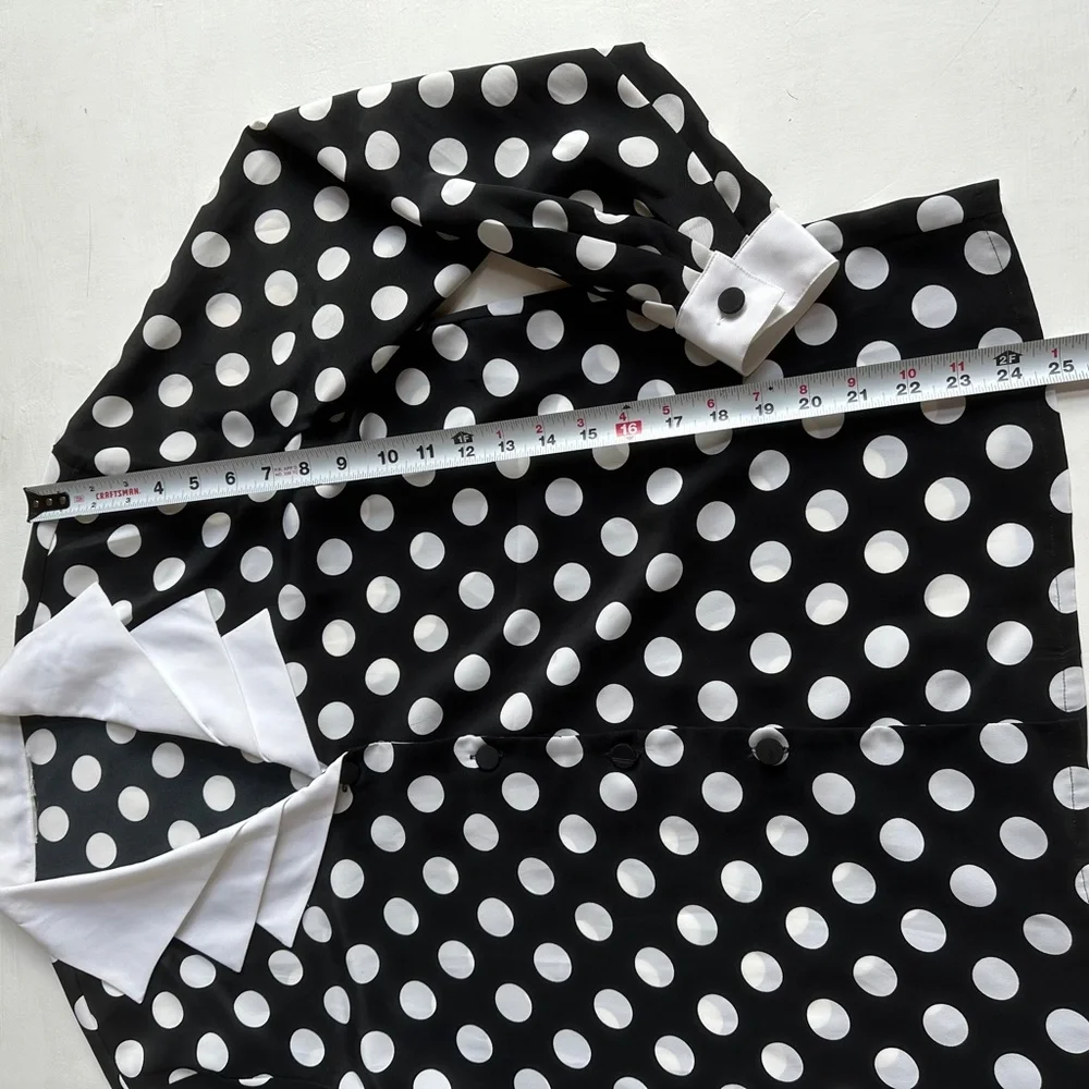 Vintage Black White Polka Dot Button Down Blouse - Picture 4 of 6